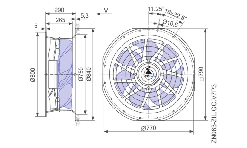 Ziehl-Abegg ZN063-ZIL.GG.V7P3 EC Axial Fan