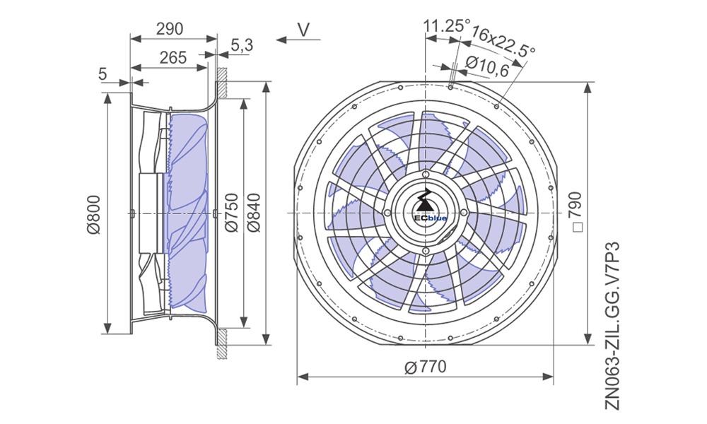 Ziehl-Abegg ZN091-ZIL.GL.V5P1 EC Axial Fan - Image 2